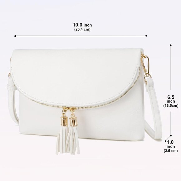 Women's Faux Leather Envelope Clutch Crossbody Bag with Multi Compartments - Picture 2 of 7